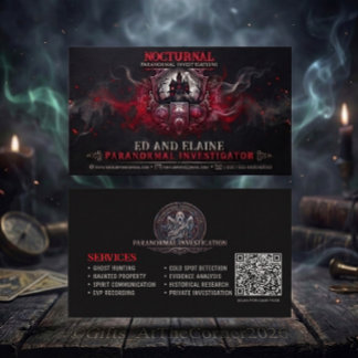Tarjeta De Visita Investigadores Paranormales Casa Embrujada Gótica