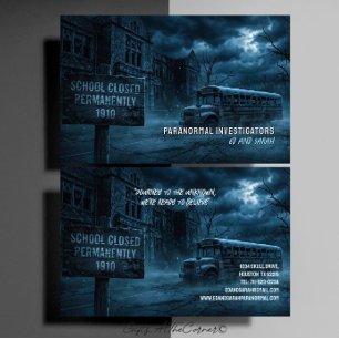 Tarjeta De Visita Investigadores Paranormales Escuela Embrujada y Té