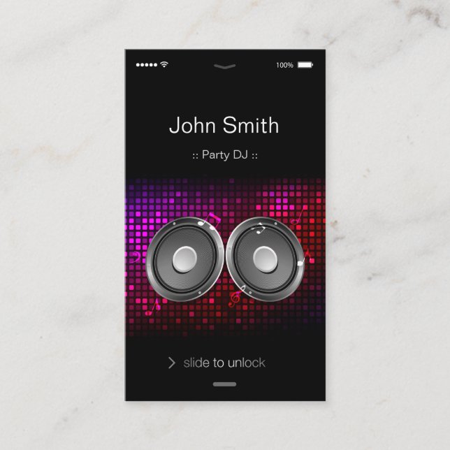 Tarjeta De Visita iPhone iOS Style - DJ Fiesta único y elegante (Anverso)