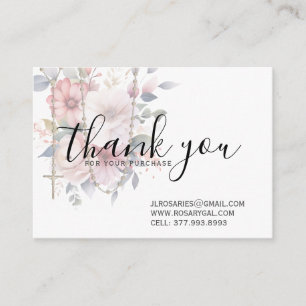 Tarjeta De Visita IPnk Rosario Floral Católico Religioso