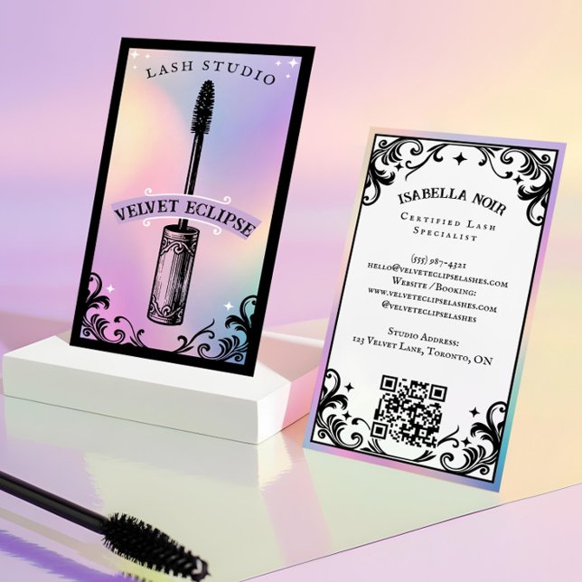 Tarjeta De Visita Iridescent holographic Beauty Lash Salon Luxury (Iridescent holographic Beauty Lash Salon Luxury Business Card)