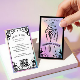 Tarjeta De Visita Iridescent holographic Beauty Nail Salon Luxury