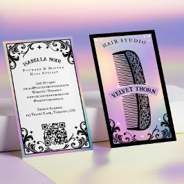 Tarjeta De Visita Iridescent holographic Hair Stylist Beauty Salon