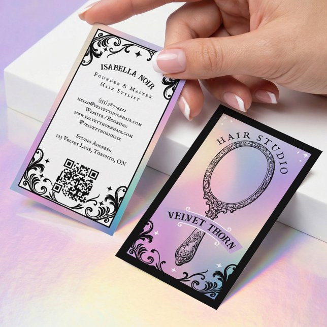 Tarjeta De Visita Iridescent holographic Hair Stylist Beauty Salon (Iridescent holographic Hair Stylist Beauty Salon Business Card)