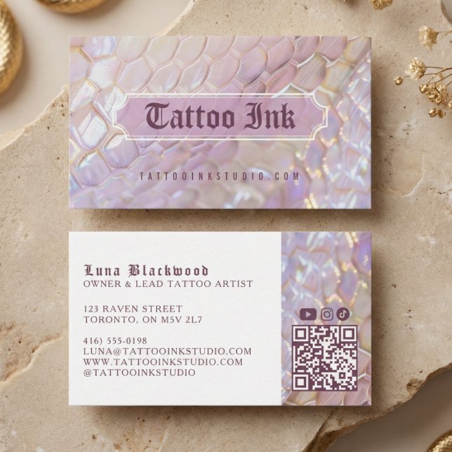 Tarjeta De Visita Iridescent Holographic Snake Scale Gothic Tattoo (Iridescent Holographic Snake Scale Gothic Tattoo Business Card)