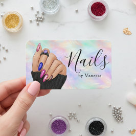 Tarjeta De Visita Iridescent Opal Manicurist Artist Nail Art Studio