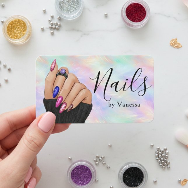 Tarjeta De Visita Iridescent Opal Manicurist Artist Nail Art Studio (Subido por el creador)