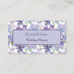 Tarjeta De Visita Iris Floral Acuarela Pequeño Amarillo Púrpura