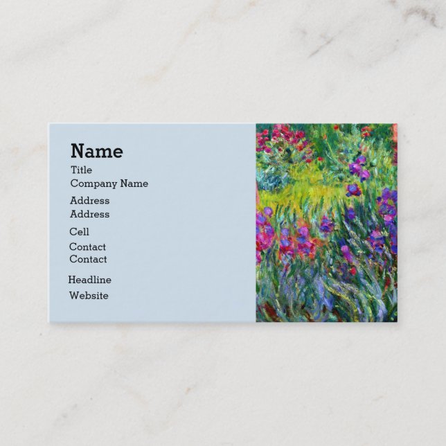Tarjeta De Visita Iris Garden Monet Bella Artes (Anverso)