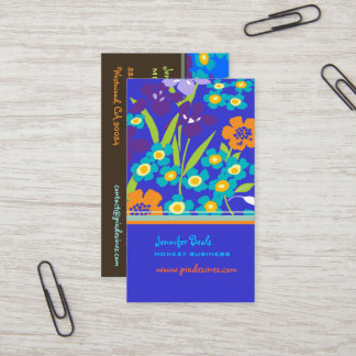 Tarjeta De Visita Iris Retro Japonés + Fondo Real Azul/DIY