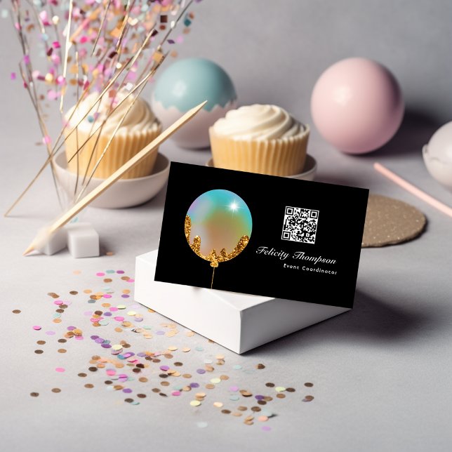 Tarjeta De Visita Iris y globos de oro Industria de eventos QR Códig (Subido por el creador)