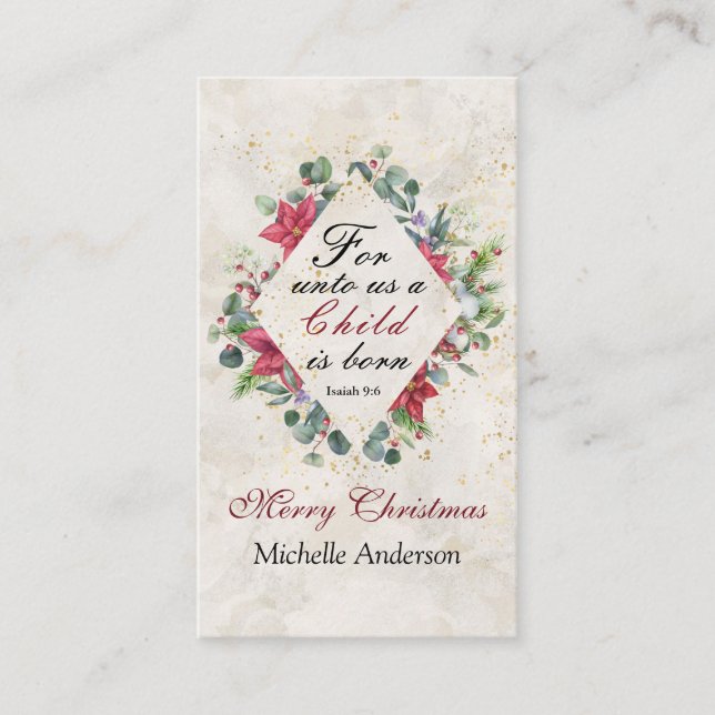 Tarjeta De Visita Isaías 9:6 Porque para nosotros un niño nace, Navi (Anverso)