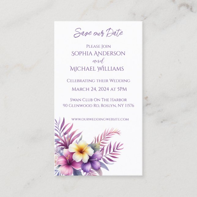 Tarjeta De Visita Isla de acuarela Romance - Boda-Guardar la fecha- (Anverso)