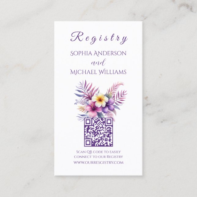 Tarjeta De Visita Isla de las Acuarelas Romance-Registry-Honeymoon (Anverso)