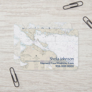 Tarjeta De Visita Isla Mackinac Michigan Auténtico Gráfico Náutico