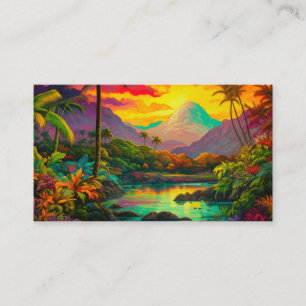 Tarjeta De Visita Isla Paradisíaca Tropical Colorida  