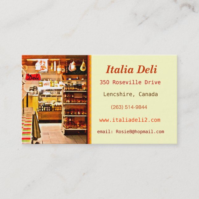 Tarjeta de visita italiana intrépida de la tienda (Anverso)