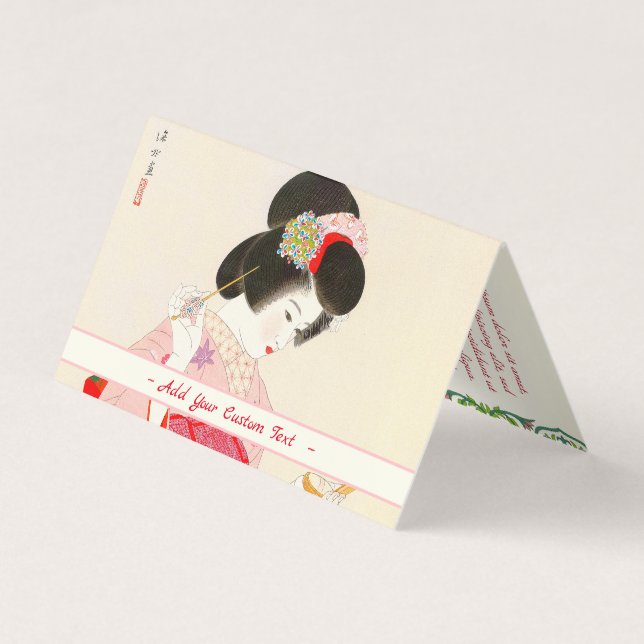 Tarjeta De Visita Ito Shinsui maquillaje geisha japonesa (Anverso)