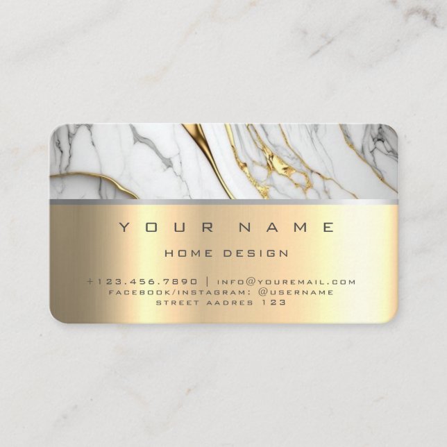 Tarjeta De Visita Ivory Champaign Gold Diamond Stripes Purpurina VIP (Anverso)