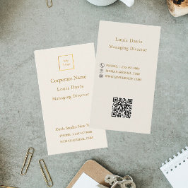 Tarjeta De Visita Ivory cream gold modern minimialst corporate logo