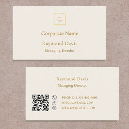 Tarjeta De Visita Ivory cream gold modern minimialst modern logo