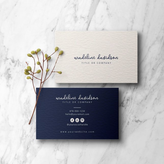 Tarjeta De Visita Ivory Denim Blue | Mínimo moderno (Subido por el creador)