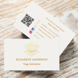 Tarjeta De Visita Ivory gold lutus flower Yoga Instructor