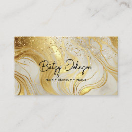 Tarjeta De Visita Ivory Marble and Gold Glitter Business Card