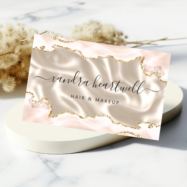 Tarjeta De Visita Ivory Rubor Agate Gold Purpurina Luxury (Subido por el creador)