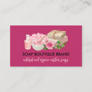 Tarjeta De Visita Jabón artesanal de Ilustracion rosa de Borgoña