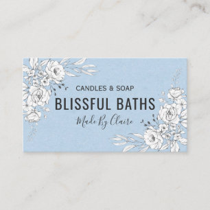 Tarjeta De Visita Jabón Y Vela Caseros Azul Y Blanco