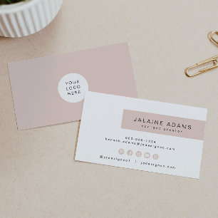 Tarjeta De Visita JALAINE Modern Blush Pink Simple Branding Busine