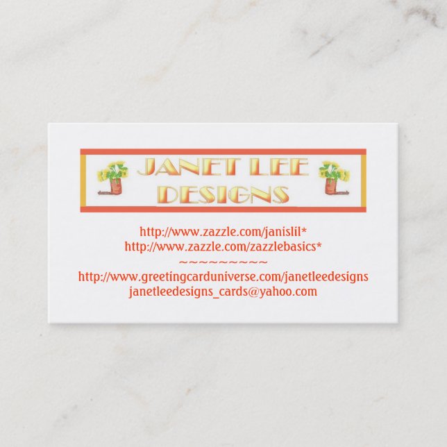 Tarjeta De Visita Janet Lee Designs-Business Card (Anverso)