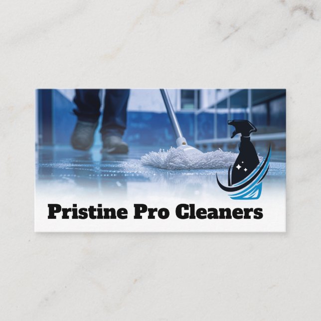 Tarjeta De Visita Janitor Mopping Floor | Cleaners (Anverso)