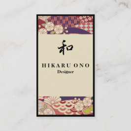 Tarjeta De Visita Japanese Pattern Ivory&Red