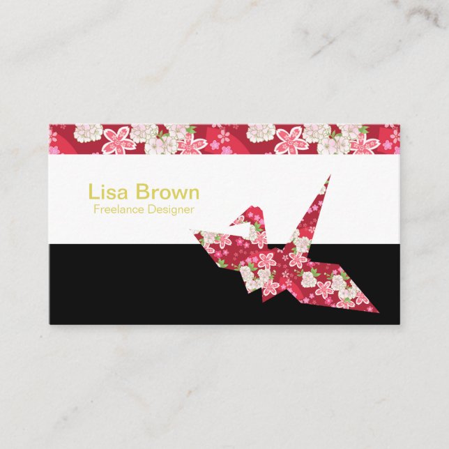 Tarjeta De Visita Japanese pattern red origami crane business card (Anverso)