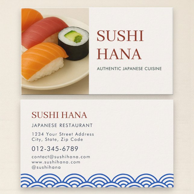 Tarjeta De Visita Japanese Sushi Restaurant Catering Service Photo (Subido por el creador)
