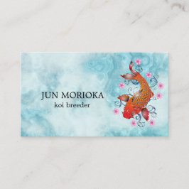 Tarjeta De Visita Japonés Koi en fondo azul