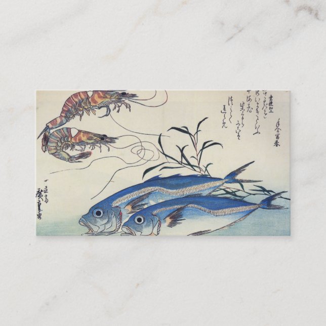 Tarjeta de visita JAPONESA de los PESCADOS y del (Anverso)