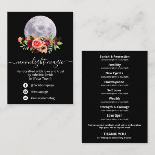 Tarjeta De Visita Jar Y Kit De Flor De Flor De Luna Negra