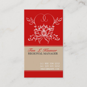 Tarjeta De Visita Jardín blanco de flores Lotus con rojo