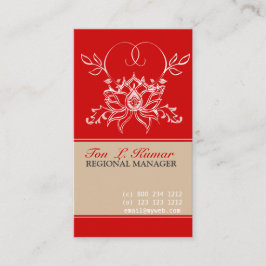 Tarjeta De Visita Jardín blanco de flores Lotus con rojo