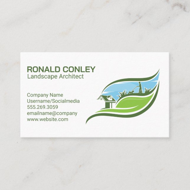 Tarjeta De Visita Jardín de corte de paisajismo | Servicios de jardí (Anverso)