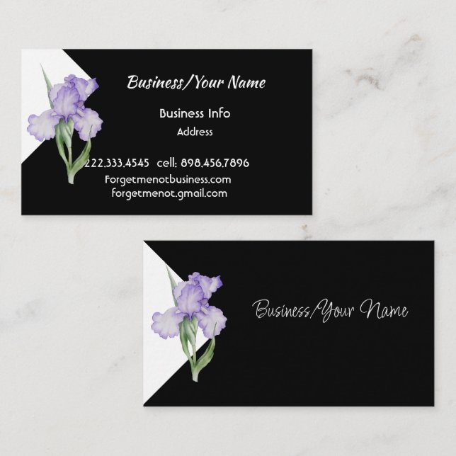 Tarjeta De Visita Jardín de flores de Iris Profesional Moderno (Anverso / Reverso)