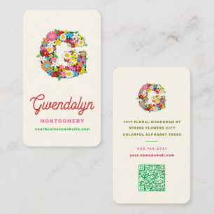 Tarjeta De Visita Jardín de flores dulces de primavera Carta G Monog