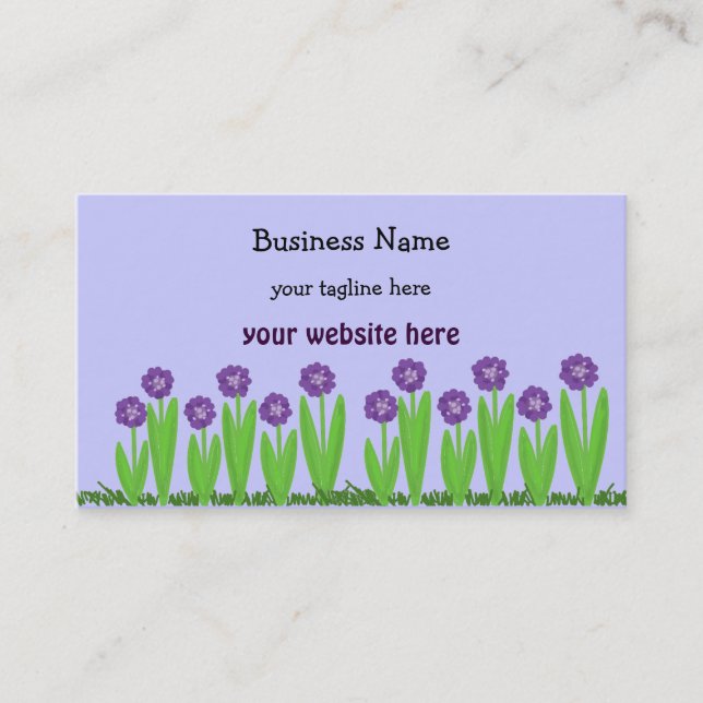Tarjeta De Visita Jardín de flores moradas (Anverso)