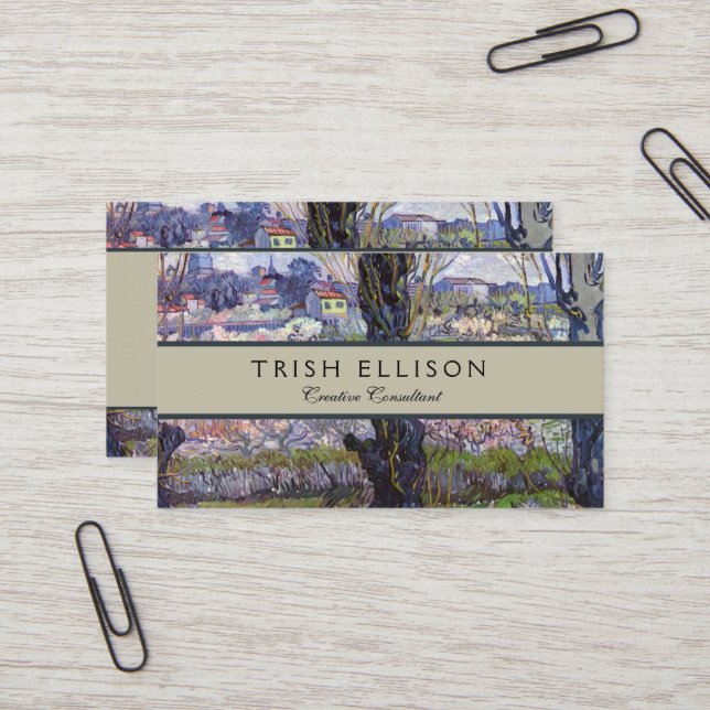 Tarjeta De Visita Jardín de flores Van Gogh View Arles (Anverso/Reverso In Situ)