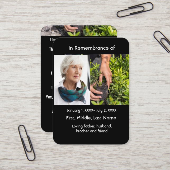 Tarjeta De Visita Jardín de jardinería Memorial Pocket Card (Anverso/Reverso In Situ)