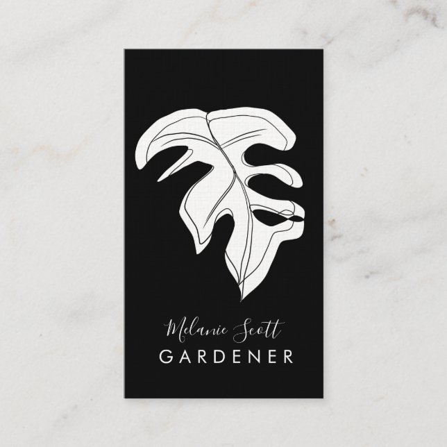 Tarjeta De Visita Jardín de la planta de la casa Monstera Blanco neg (Anverso)