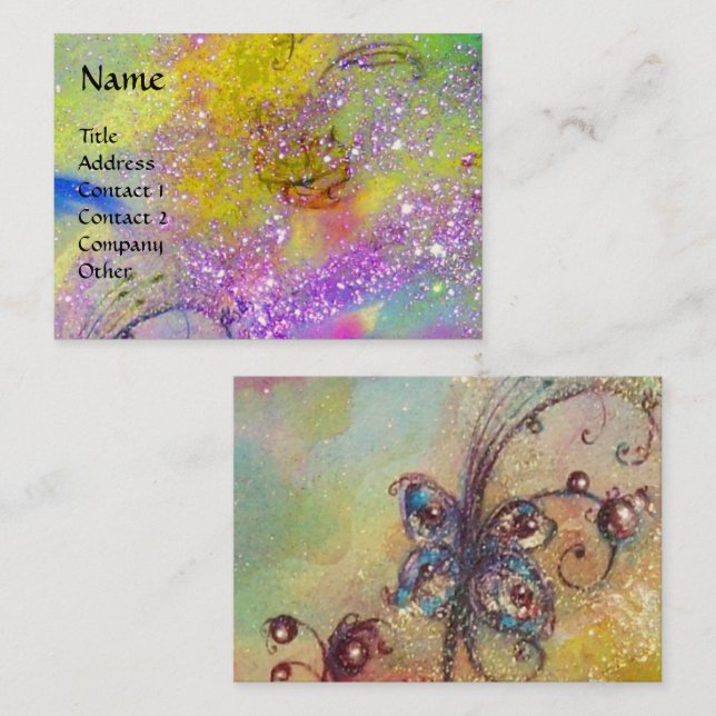 TARJETA DE VISITA JARDÍN DE LA PLANTA DE MARIPOSAS MÁGICAS PERDIDAS (Anverso / Reverso)